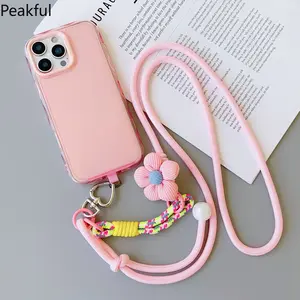 Carrying Mobile Phone Colorful Woven Lanyard Adjustable Bag Crossbody Rope Anti-loss Rope Wrist Strap Lanyard Outdoor Simple