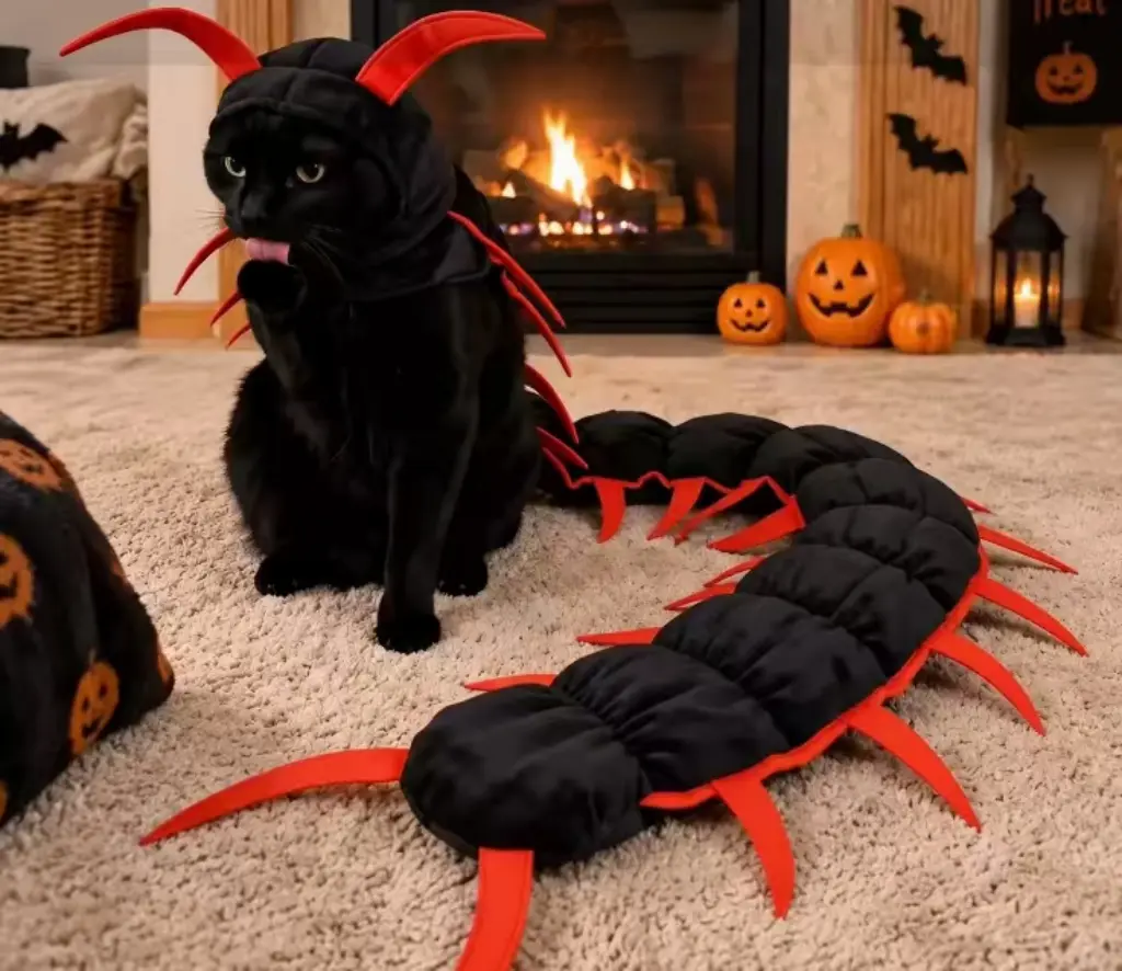 Funny Centipede Cat Costume, Hilarious Bug Pet Outfit, Giant Insect Costume for Cats, Novelty Cat Clothes, Funny Pet Halloween Costume