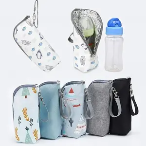 Cute Pattern Baby Bottle Bag, 1 Count Portable Travel Bottle Warmer Bag, Baby Feeding Insulation Outing Stroller Hanging Bag for Storage Cups Drinks