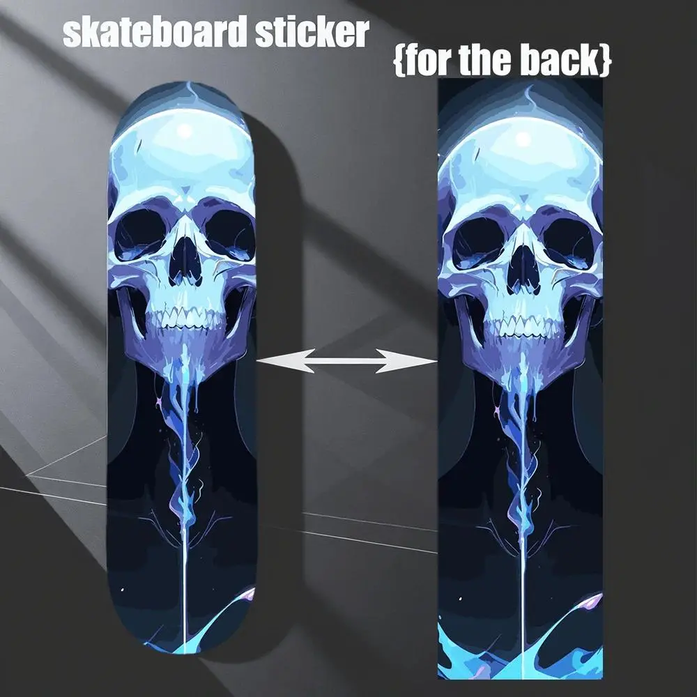 1 9 × 33 inch Street Trend Cool Skull Image Skateboard Back Sticker - Self-Adhesive PVC Decorative Sticker for Skateboard