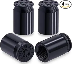 4PCS Aluminum Tire Valve Stem Caps, Universal Dustproof Air Valve Covers for Cars, SUV, Trucks, Bikes & Motorcycles (Black)