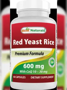 Best Naturals Red Yeast Rice with COQ10 60 Capsules - Contains 600 mg of Red Yeast Rice and 30 mg of CoQ10