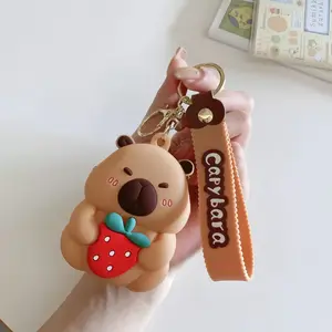 1 Pc Capybara Silicone Coin Purse Keychain – Cute mini wallet and bag charm for coins, keys and small accessories. Soft portable pouch with kawaii design, perfect backpack hanging decoration and everyday carry organizer. Cute Keychains