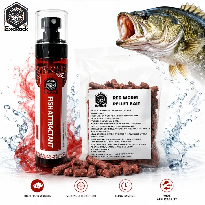 120ml/100g Concentrated Fish Attractant Liquid/Granules - Fast-Acting Red Worm Bait Additive for Freshwater Fish,Nutrient Fishing Wild Fishing, Enhances Scent,Concentrated Scent Bait Additive, Bite Stimulant Fishing Equipment for Bass, Trout