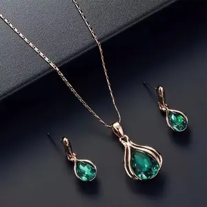 Elegant Water Drop Earring and Necklace Jewelry Set