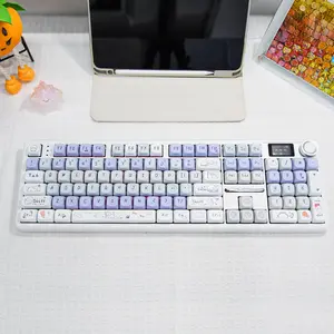 AULA MOA Keycaps 130 Keys, Cute Cloud Puppy Dye-Sub PBT Keycap Set, MX Compatible, 60% 65% 75% TKL 100% Mechanical Keyboards