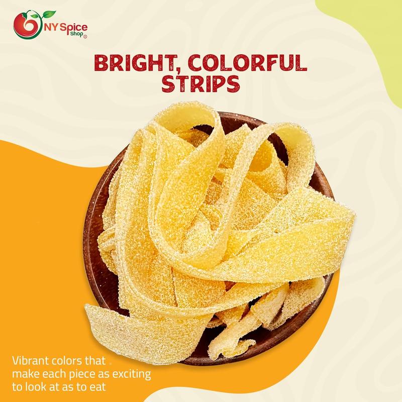 NY Spice Shop Mango Sour Belts - Tart Gummies, Chewy Rainbow Candy Ribbons, Sour Fruit Strips, and Sour Rope Treats - Sour Belts Pack Snack Sugar