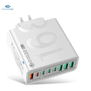 KAXOE  8 in 1 Portable Fast Charger 4 USB C + 4 USB Ports Adapter  Fast Charging Phone Charger for iPhone 17 / 16/15/14/13/12Pro Max/iPad/Airpods/ for Samsung Series Phone Accessories