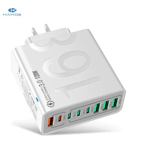 KAXOE 8-in-1 Portable Phone Charger - 4 USB-C + 4 USB Ports Universal Adapter with Type C Ports for iPhone 17/16/15/14/13/12 Pro Max, iPad, AirPods, Samsung Series Devices