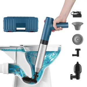 Tormida Rechargeable High-Pressure Air Plunger – Explosion-Proof Clog Remover with 4 Versatile Heads, Ideal for Toilets, Showers, Bathtubs, and Floor Drains