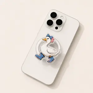 Patriotic Goose Magsafe Phone Grip – American Flag Duck Magnetic Pop Socket & Kickstand, 4th of July Phone Accessory