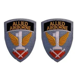 Allied Airborne Paratrooper Embroidered [Iron on Sew on 3.5x2.5 inch Patch] 2 Piece for Jackets, Vests, Jeans, Hats, Backpacks, and Tactical Gears.