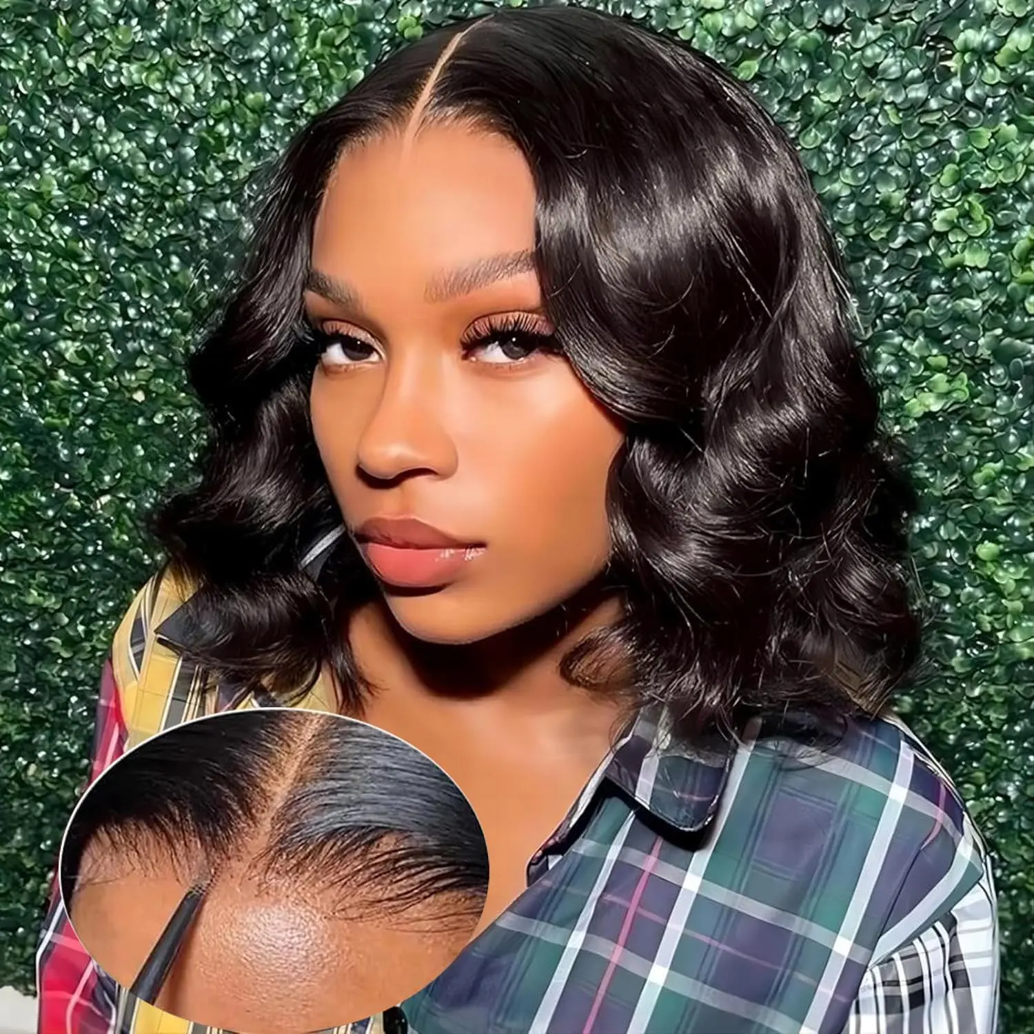 Bob Wig Human Hair Glueless Wigs Human Hair Pre Plucked Pre Cut 180% Density 4x4 HD Lace Closure Body Wave Bob Wigs for Black Women Muaby Hair