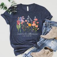 Wild Flowers Grow Tee - Heather Navy