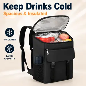 Leak Proof Insulated Cooler Backpack | Small Portable Cooler Backpack for Men Women | 12H Cooling 30 Cans Capacity with Seamless PEVA Liner Multiple Pockets Breathable Straps Ideal for Beach Camping Picnic Hiking Lunch,summervibes outdoorfun