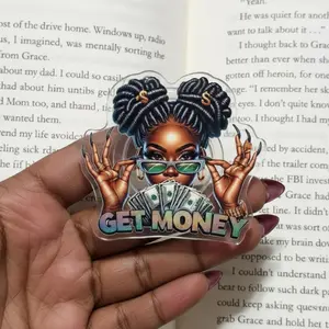 Get Money Kindle Grip, Rich Girl Kindle Accessories, Phone Holder For Her, Beautiful Melanin Girl With Money