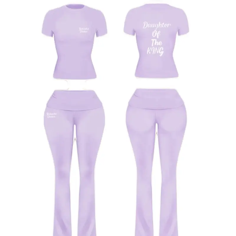 YCA POWDER PURPLE SET - Daughter Of The KING Two Piece T-Shirt & Matching Pants Set in Powder Purple Color