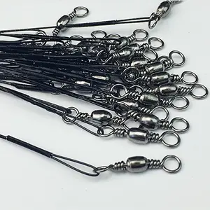 20pcs Fishing Wire Leaders Fishing Leaders Line, Heavy Duty Stainless Steel, Fishing Wire Leaders, Fishing Line Leaders with Swivels and Snaps for Lures Rig Hooks Black 25CM