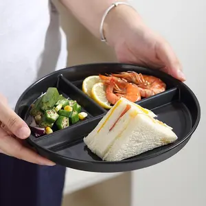 2pcs Thick Plastic Compartment Plates, Reusable Breakfast Plates, Dishwasher Safe, Microwaveable, Perfect for Healthy Eating, Parties, Picnics