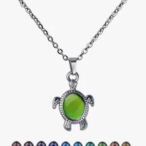 Turtle Mood Necklace with Chain and Color Mood Chart