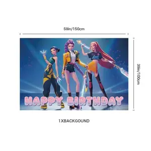 KPop  Birthday Party Decor Cake Tag, Girl's Gift, Balloons, Backdrop, Cake Decoration Blue