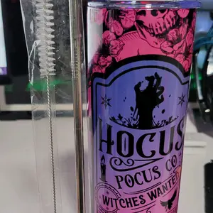 20oz Tumbler w/lid and straw- Hocus Pocus