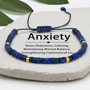 Relieve Anxiety Lapis Lazuli Beaded Bracelet,Crystal Jewelry,  blue bracelet blue friendship bracelet unity  bracelet beaded  jewelry protection bracelet encouragement gift fashion artificial Colorblock Beaded Crystal Bracelet
