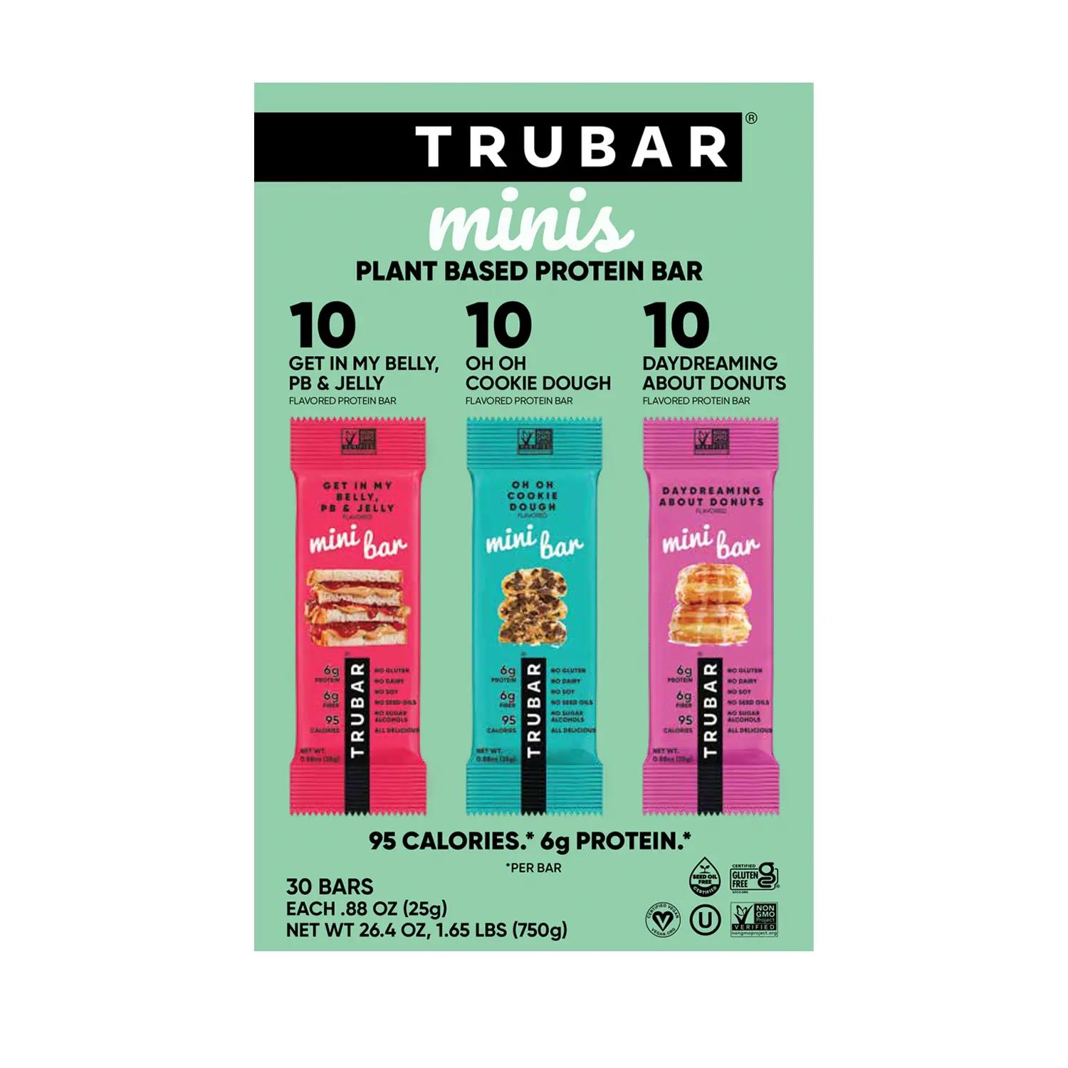 TRUBAR Mini Protein Bars Variety Pack - 6g Protein - 8.8oz/30ct