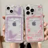 Butterfly and Flower Themed Card Holder Phone Case - TPU Shockproof Protective Cover for iPhones with Card/Photo Display Back, Mobile Accessories for Decoration
