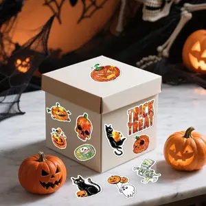 3PCS Halloween Stickers,Pumpkin Stickers,Halloween Decorations,Waterproof Sticker,Colour Laser Non-Repeating Cute Cartoon Horror Decorative Sticker for Water Bottle Laptop Luggage