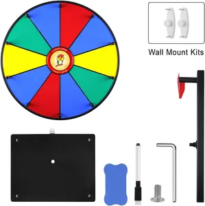 Prize Wheel Tabletop or Wall Mount Fortune Spin with Dry Erase Marker and Eraser for Engaging Home Parties Trade Show Carnival Events (12'' 10slots)