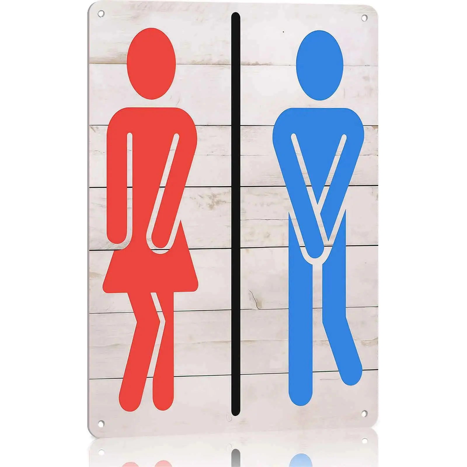 Korean Eclectic Dainty 12x8 in Aluminium Metal Restroom Sign - Funny Symbols, Indoor Bathroom Decor Plaque, Retro Bag Accessory for Home Host Gifting, Bag Retro