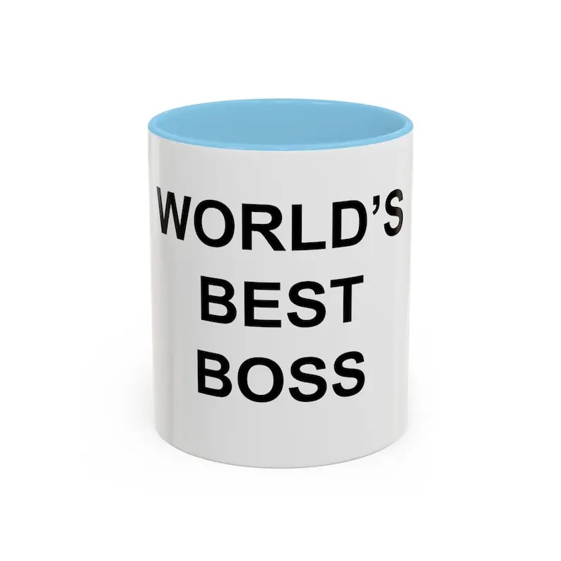 [Sale off up to 50%] Worlds Best Boss Accent Mug, The Office TV Show, Michael Scott Inspired Coffee Cup, Dunder Mifflin Mug, Gift for Office Fans, Dwight Schrute Gifts, 11oz ceramic accent mug
