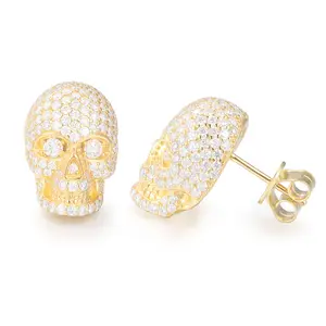 VVS1 S925 Silver Skull Moissanite Stud Earrings