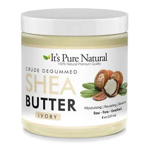 It's Pure Natural Crude Degummed African Ivory Shea Butter Body Moisturizer - 8 oz for Dry Skin and Eczema Body Care Moisturizing