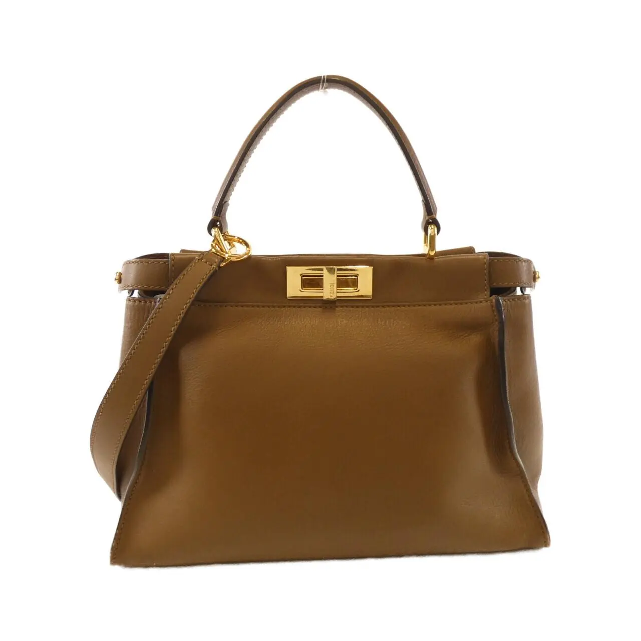 Pre-owned FENDI Lambskin Shoulder Bags Peekaboo Lamb Handbag