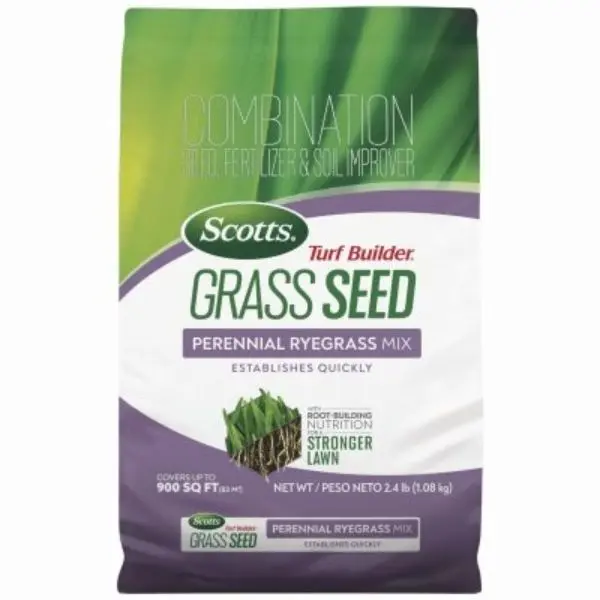 Scotts Turf Builder Perennial Ryegrass Turf Seed Mix - 2.4 lbs Pre-Mixed Blend, High Traffic Lawn Coverage, Coverage for New Lawn, Erosion Control, Home Improvement Garden Supply