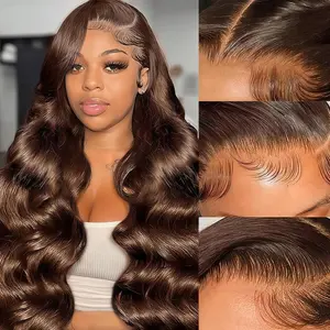 CheetahBeauty 200% Density #4 Chocolate Brown/ #1 Jet Black 13x6 Body Wave Lace Front Wig Transparent Lace Wig #TikTokShopHolidayHaul
