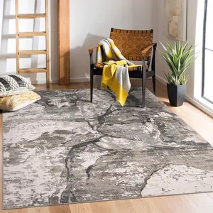 GARVEE Area Rug 5x7 Modern Abstract Living Room Rugs Soft Washable Bedroom Rug Ultra Thin Non Slip Dining Room Carpet Large Comtemporary Throw Rug Non Shedding Accent Rug for Kitchen Office, Brown