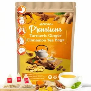 Premium Turmeric Ginger Cinnamon Tea Bags 120 Count-100% Natural Ingredients -Handmade Vegan Chinese Herbal Blend-No Additives Sugar Gluten Caffeine