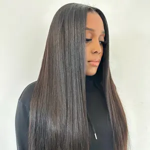 200% Density Human Hair True to Length Bone Straight 30 40 Inch 13x6 HD Lace Frontal Wigs Natural Black 13x4 Lace Front Wigs