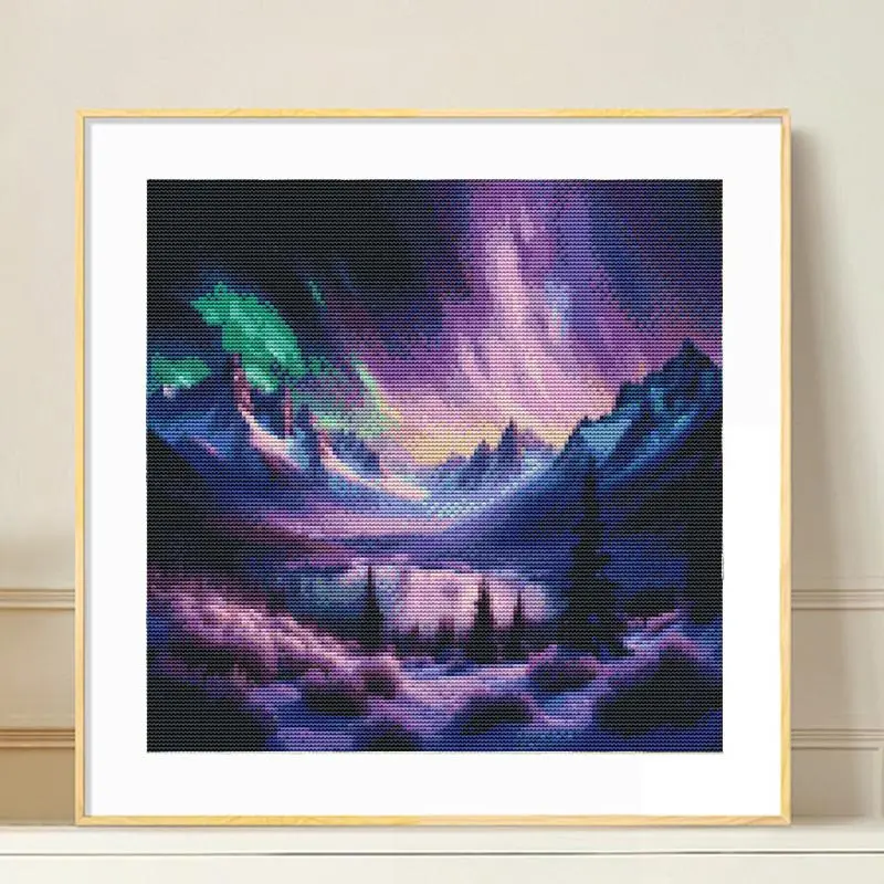 Landscape Pattern Cross Stitch Kit without Frame, DIY Cross Stitch Printed Canvas, Handmade Gift for Beginners, Handicraft