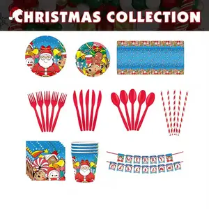 Paper Plate, Paper Cup, Thin Paper Collection, Christmas 10 Piece Set, Printed Party Tableware Set