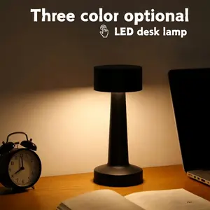 Portable Rechargeable LED Touch Table Lamp, Adjustable Dimmable Metal Desk Light for Restaurant, Bedroom, Bar, Ktv, Outdoor Picnic, Modern Nightstand Lamps
