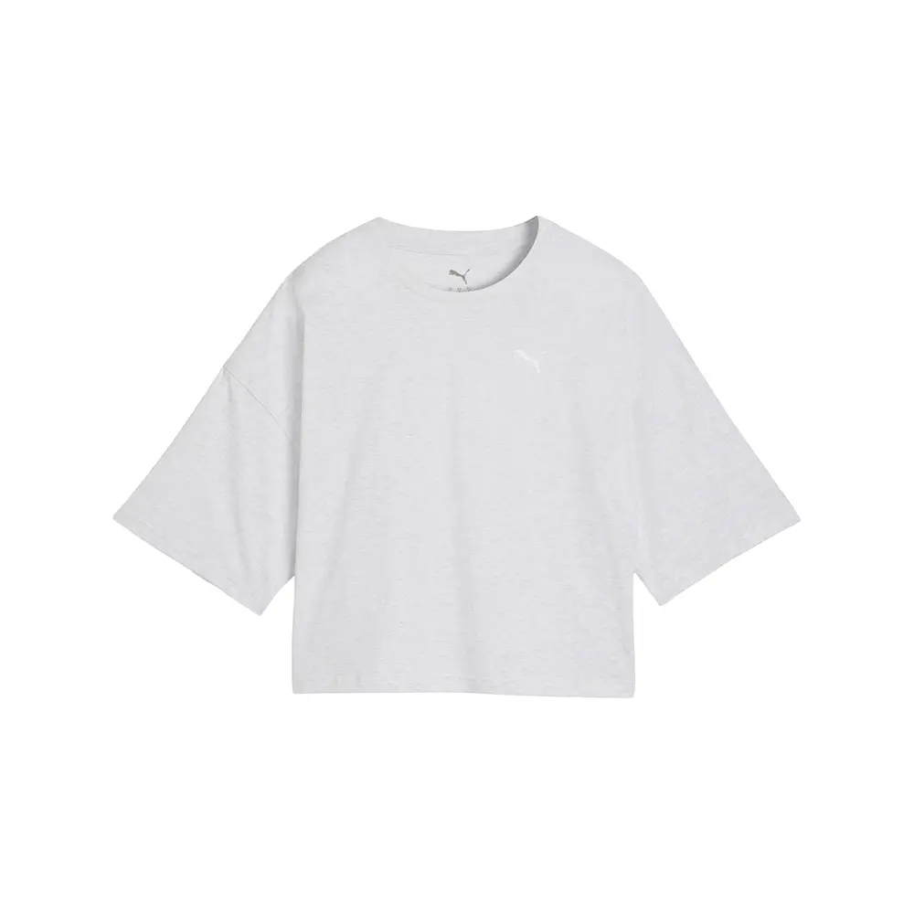 PUMA Womens Wardrobe Essentials Oversized Crew Neck Short Sleeve Casual Tops Casual - White