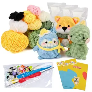 DIY Crochet Kit With Hand Knitting Yarn Needles Plush Doll Easy for Starter Includes Enough Yarn Hook Accessories