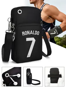 Ronaldo Number 7 Printed Crossbody Shoulder Bag Multifunctional Compact Small Phone Purse Organizer with Adjustable Strap for Outdoor Travel Sports Casual Use Youth and Adult Fans