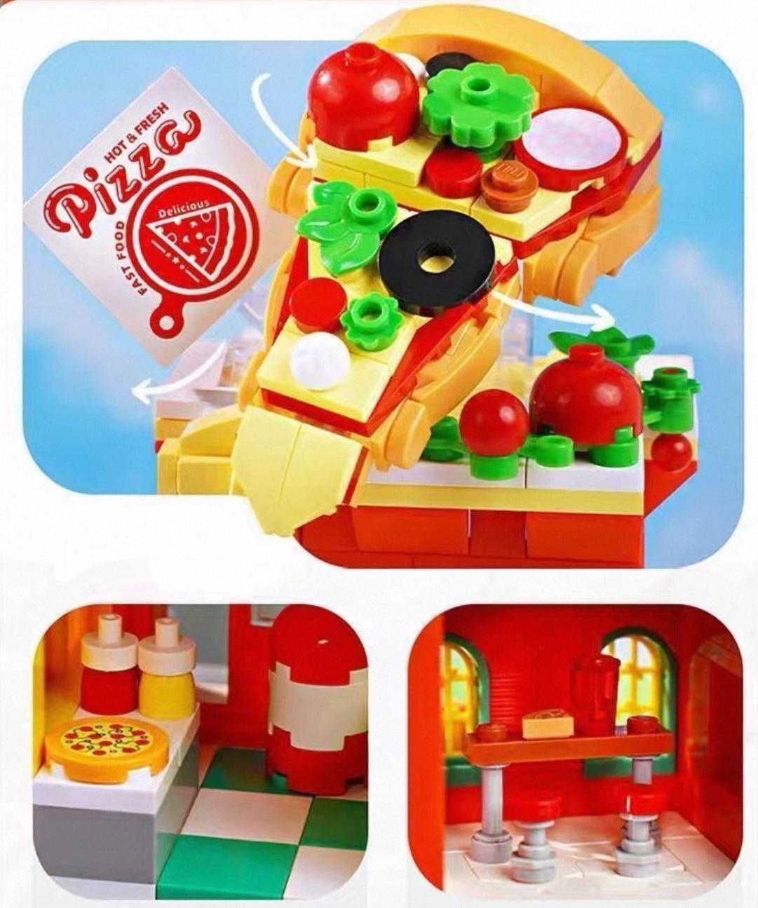 MINISO Lego Sets Building Blocks Toys,Strawberry Dessert Shop, Retro Pizza Shop, Starry Sky Art Museum , Little Panda Boutique Educational Bricks Toy,Fun Construction Set,Adorable Mini Designs for Creative Play,Holiday Gifts for Kids Adults 7"(1pc)