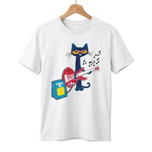 Funny Pete The Cat Music T-Shirt Trendy Vintage Graphic Tee Premium Cotton Cool Streetwear Shirt#PeteTheCat#FunnyTees#MusicVibes#TrendyFashion