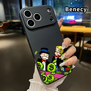 Straight Edge Phone Case for iPhone 17 15 16 14 Pro Max 13 12 11 XR XS Plus Air E  Wealthy Companions Pattern Anti-Scratch Shockproof TPU Bumper Drop-proof Cover Cellphone Protective